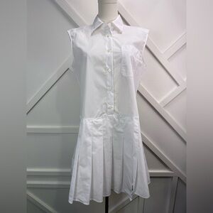 JW ANDERSON x UNIQLO White Sleeveless Pleated Collared Shirt Dress Size Small